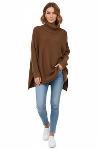 Jersey de Punto Oversize Cuello Vuelto Manga Larga