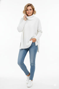 Jersey de Punto Oversize Cuello Vuelto Manga Larga