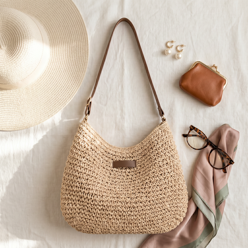 Bolso Trenzado Elegante - Arena