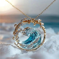 Collar con Onda Azul Dorada