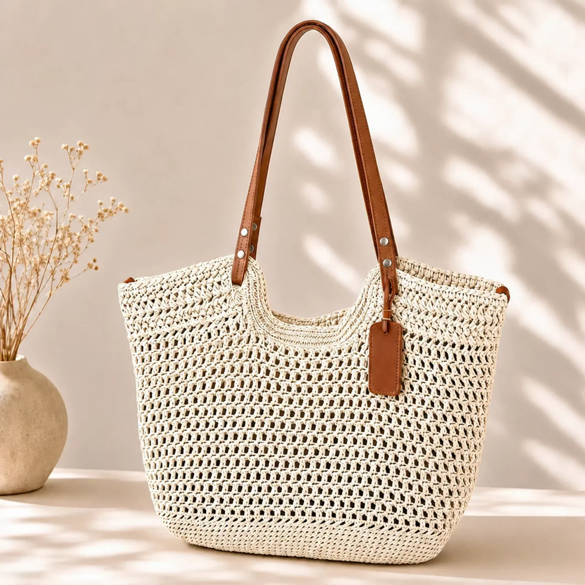 Bolso Shopper Crochet Marfil