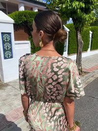 Vestido Midi Estampado Cobre
