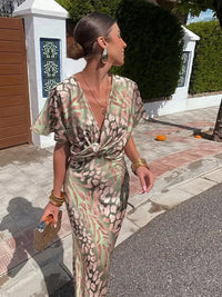 Vestido Midi Estampado Cobre