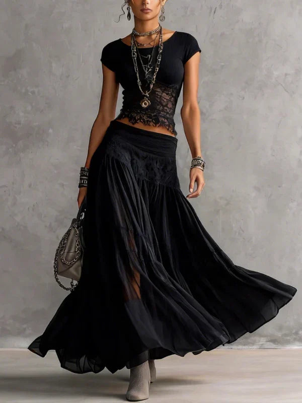 Conjunto Top y Falda Plisado