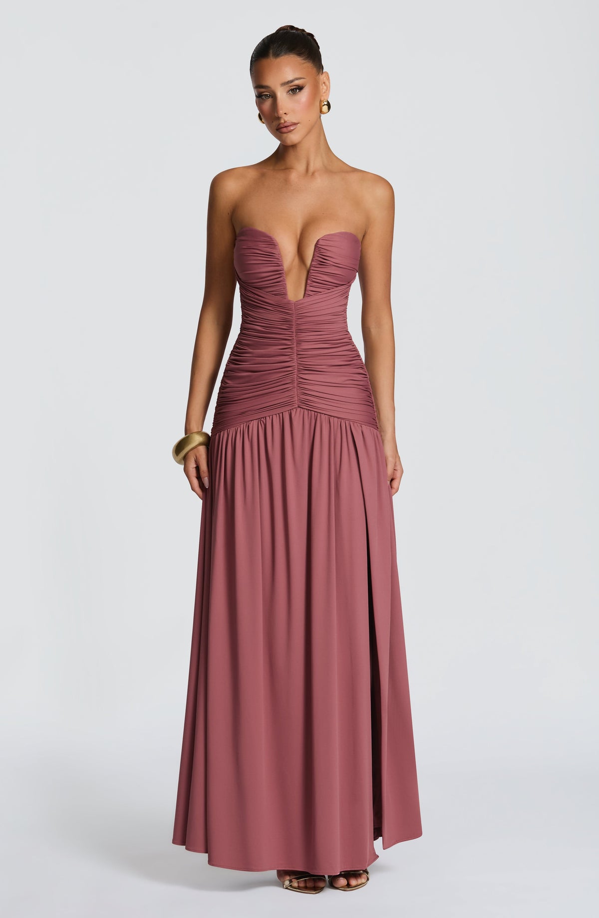 Vestido Maxi Palabra de Honor Violeta
