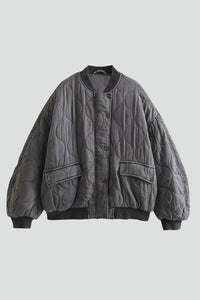 Chaqueta Bomber Acolchada Oversize Botones a Presión