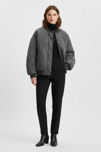 Chaqueta Bomber Acolchada Oversize Botones a Presión