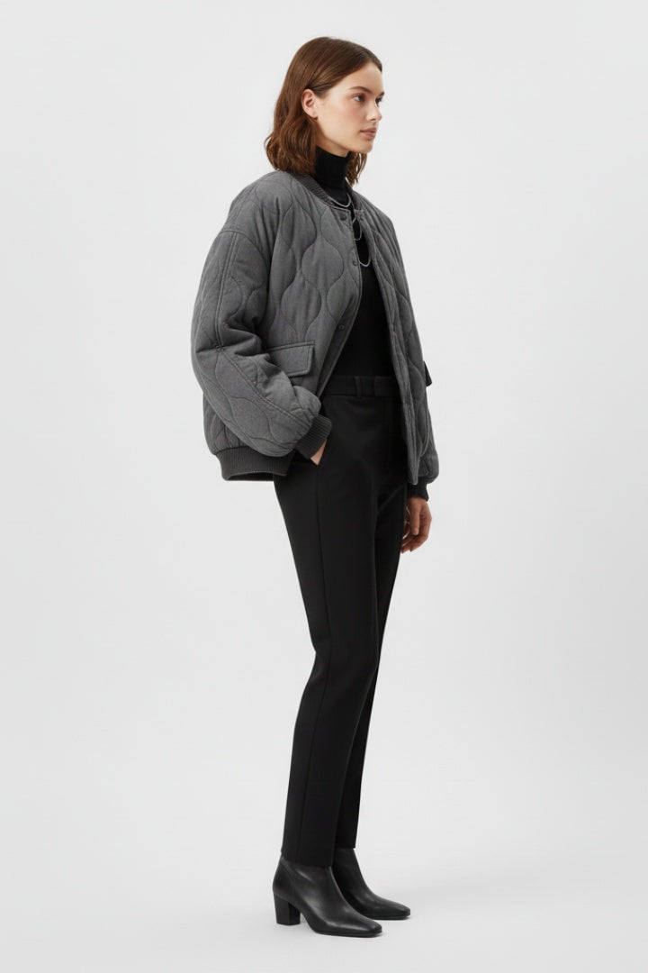 Chaqueta Bomber Acolchada Oversize Botones a Presión
