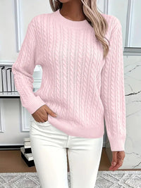 Jersey de Punto Trenzado Cuello Redondo Manga Larga
