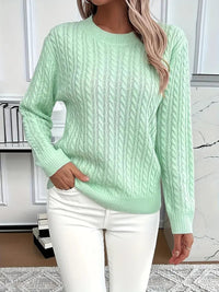 Jersey de Punto Trenzado Cuello Redondo Manga Larga