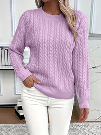 Jersey de Punto Trenzado Cuello Redondo Manga Larga