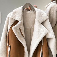 Chaqueta de Borreguito de Ante Cremallera Oversize