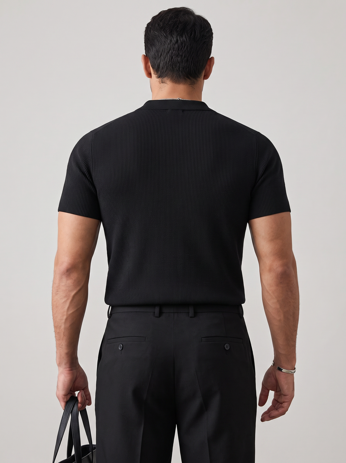 Camiseta Oversize de Punto Negra
