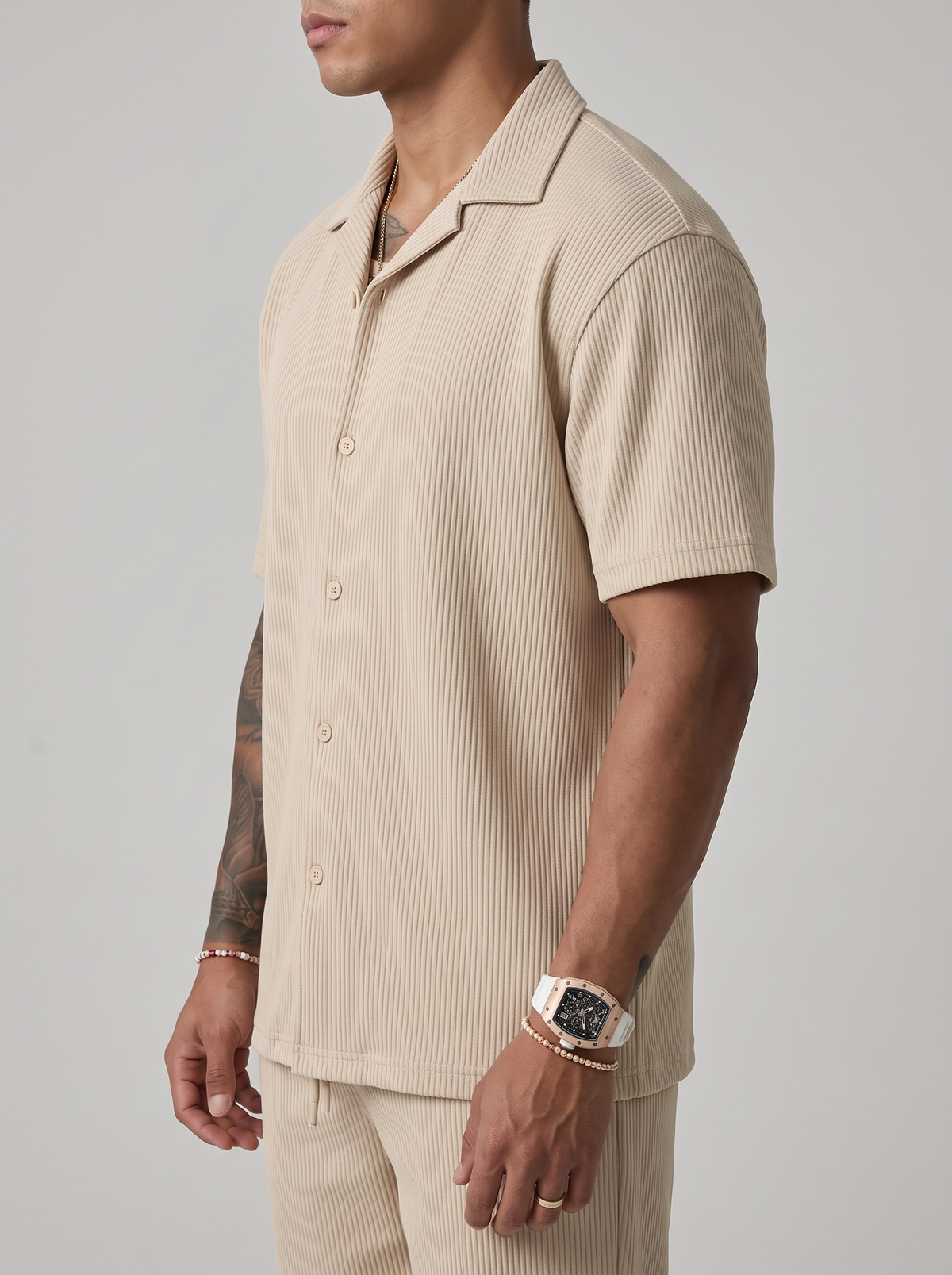 Camisa Oversize de Pana Beige