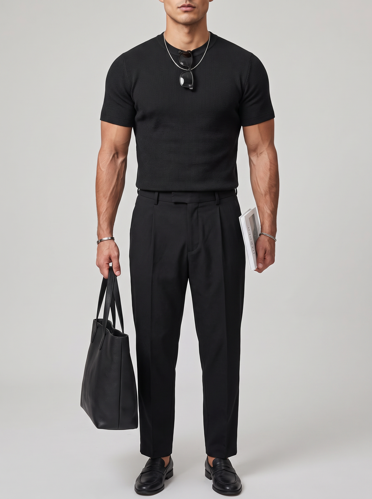 Camiseta Oversize de Punto Negra