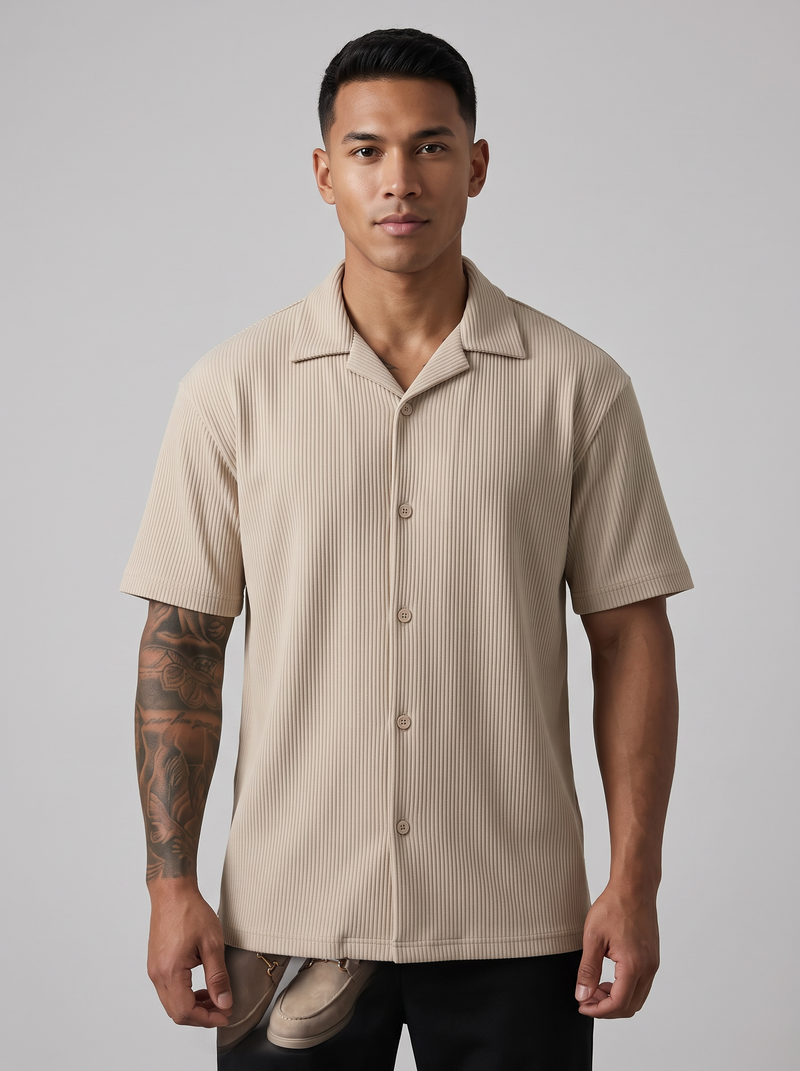 Camisa Oversize de Pana Beige