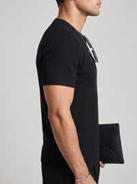 Camiseta Oversize de Punto Negra