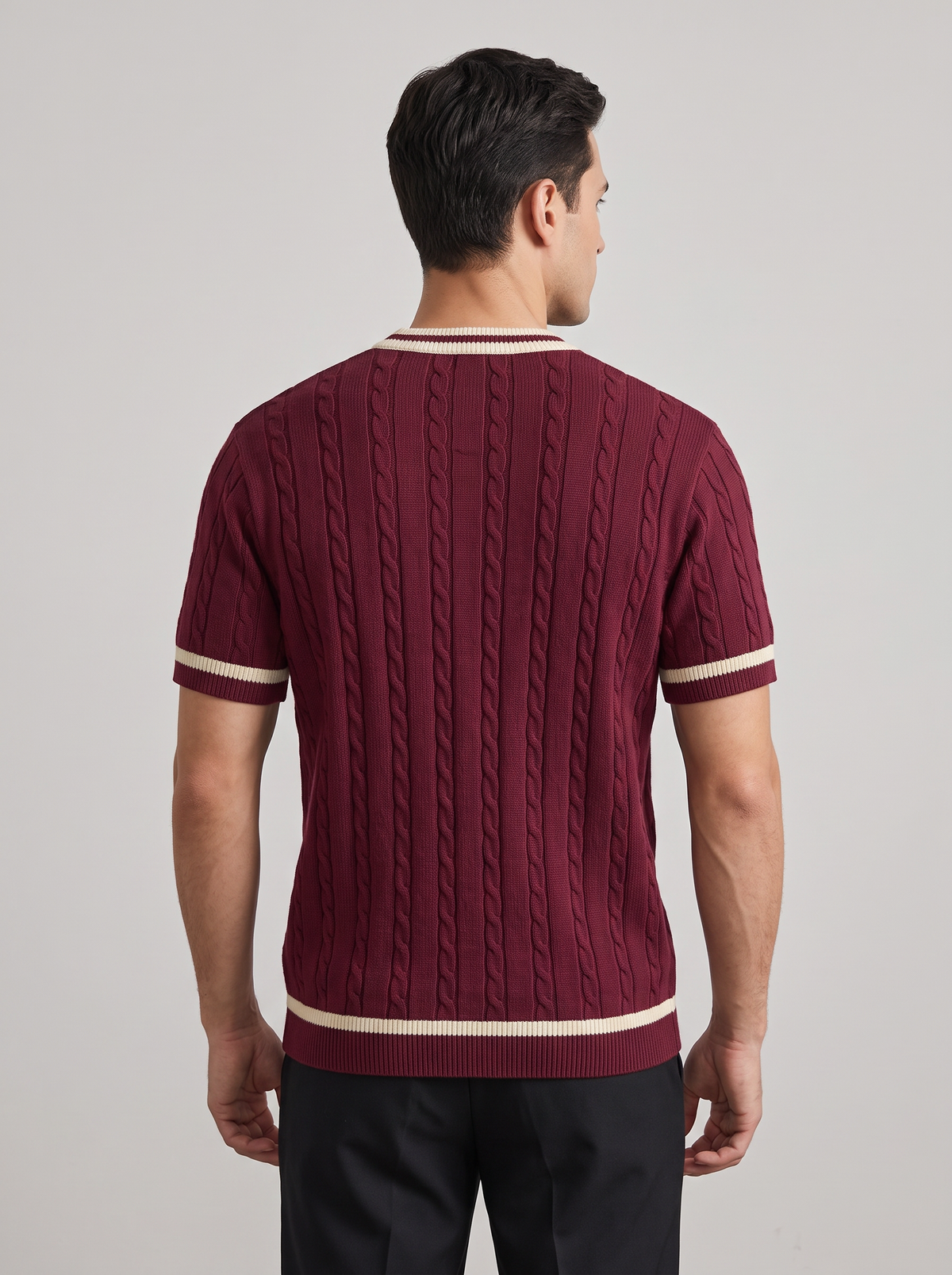 Camiseta Punto Trenzado Ciruela