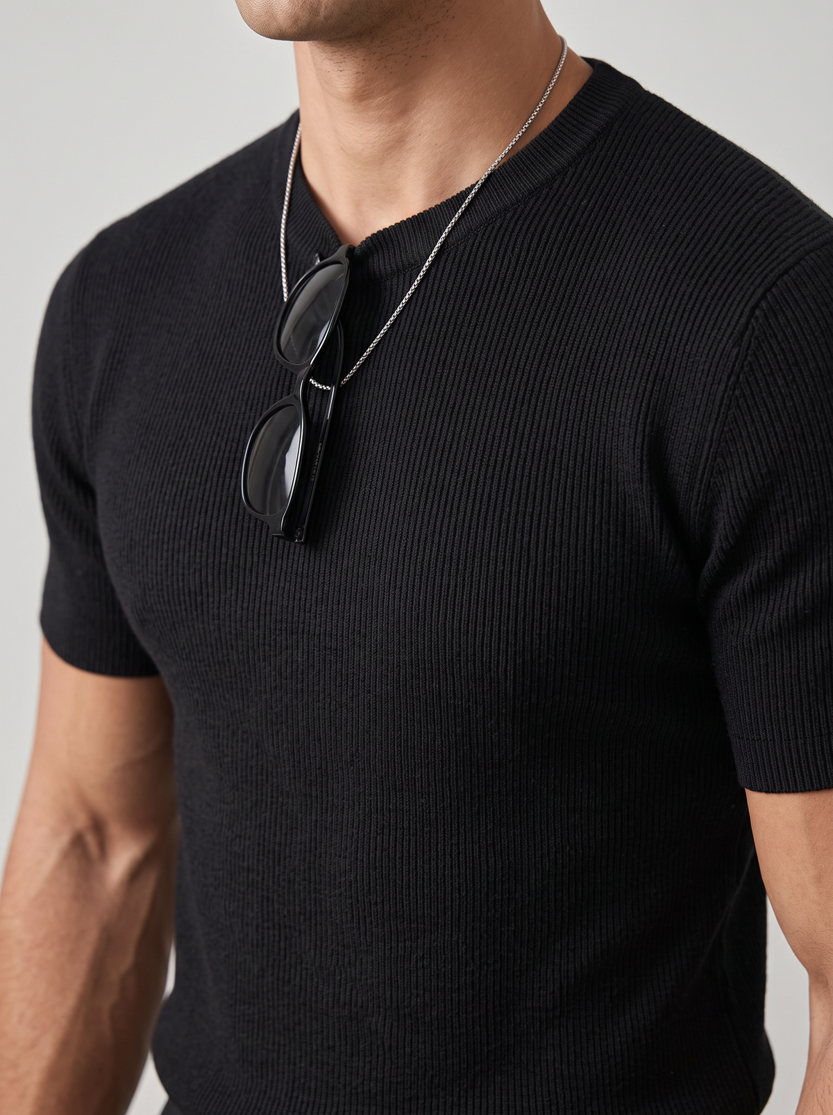 Camiseta Oversize de Punto Negra