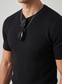 Camiseta Oversize de Punto Negra