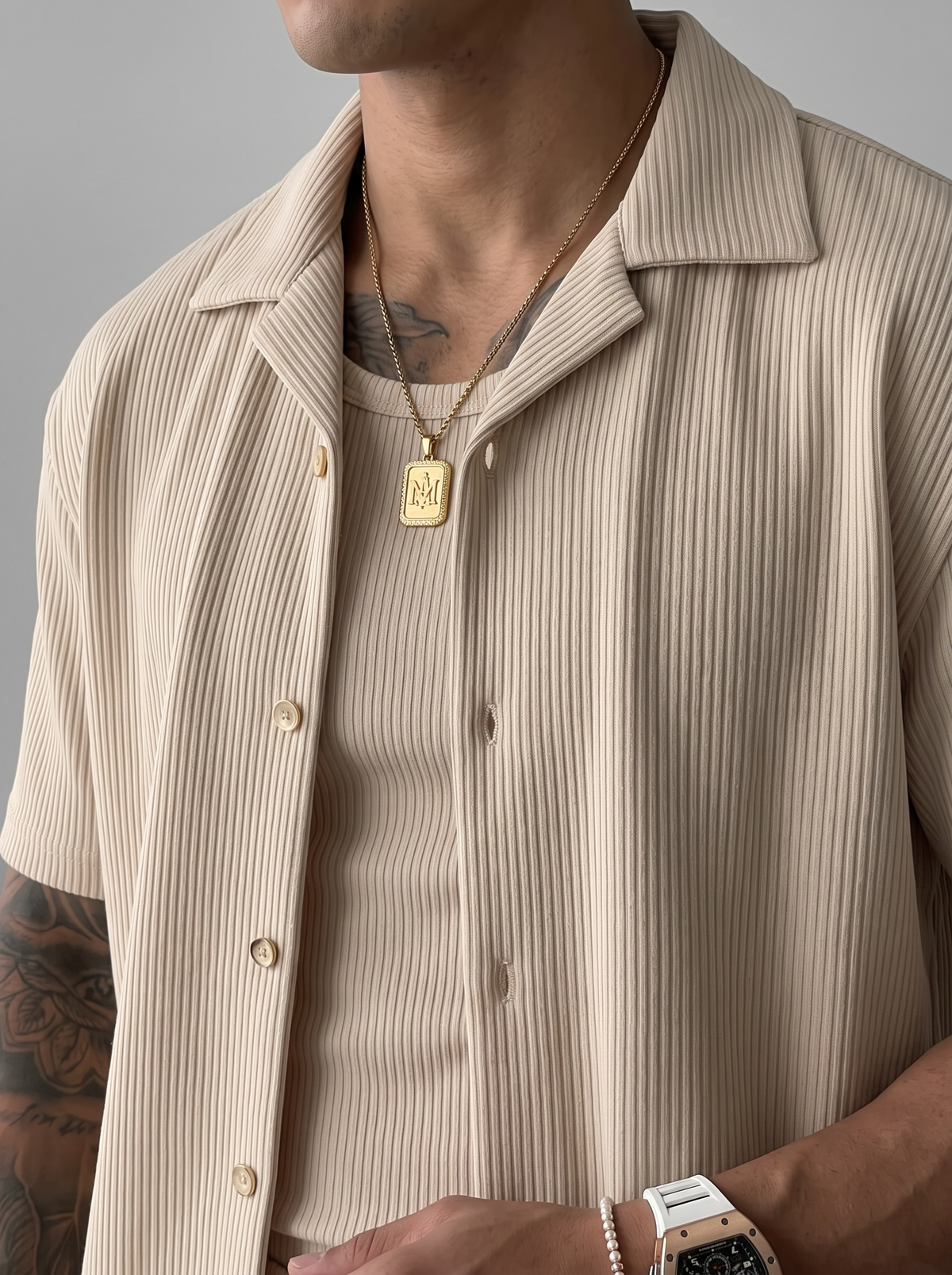 Camisa Oversize de Pana Beige