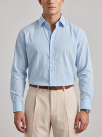 Camisa Rayas Finas Azul