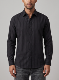 Camisa Rayas Finas Negra