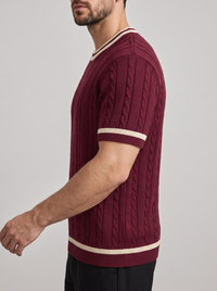 Camiseta Punto Trenzado Ciruela