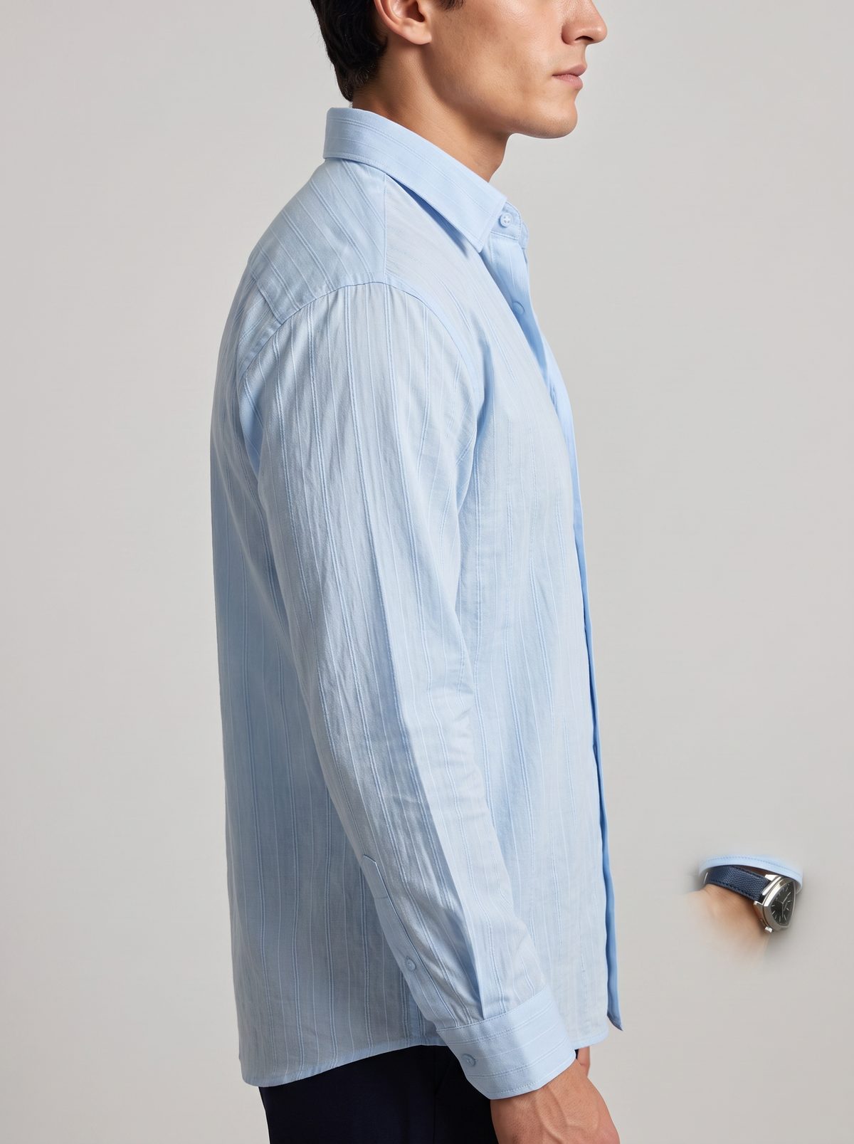 Camisa Rayas Finas Azul