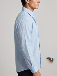 Camisa Rayas Finas Azul