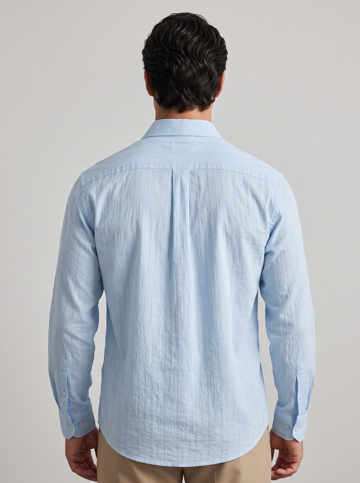 Camisa Rayas Finas Azul