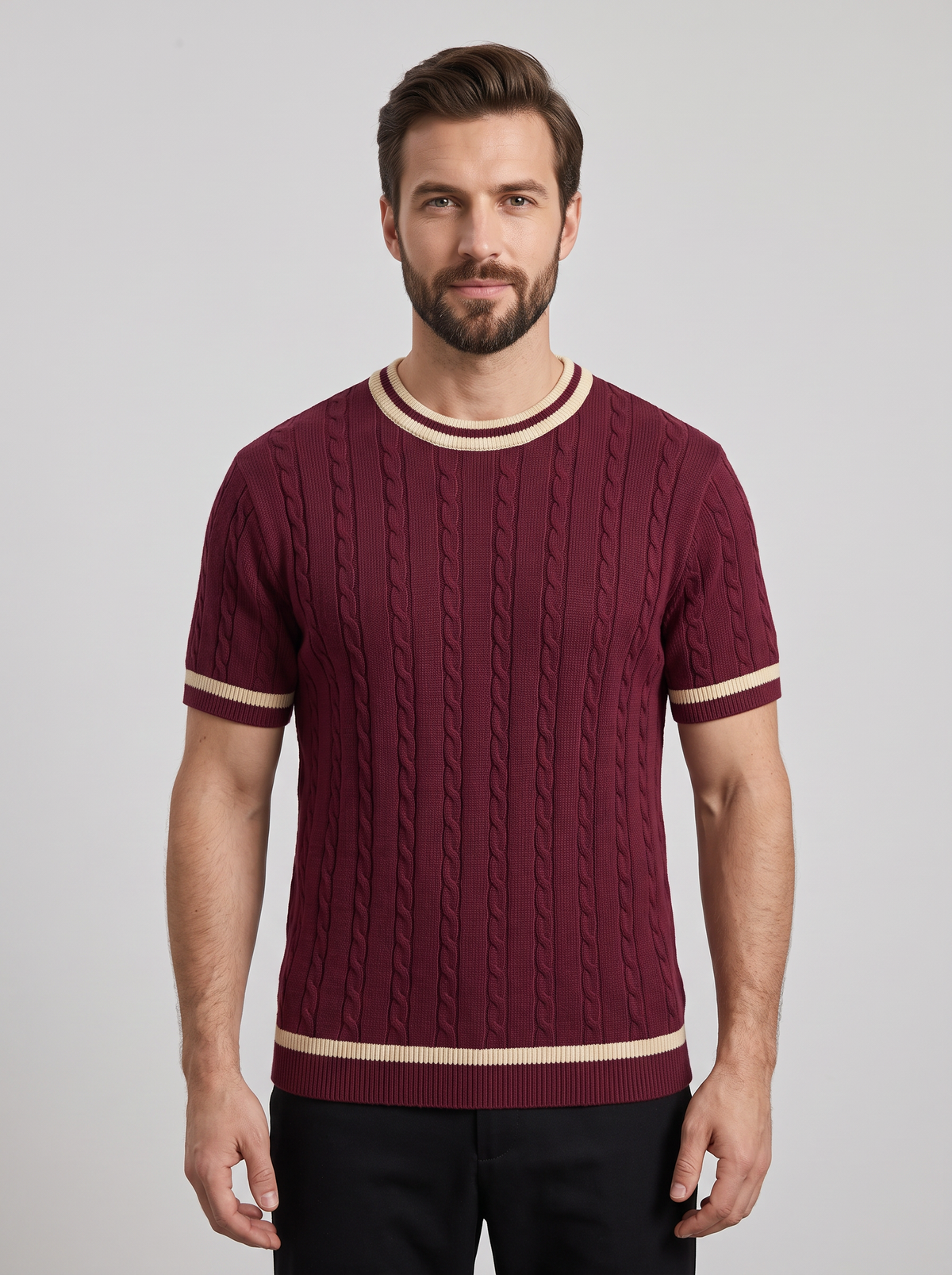 Camiseta Punto Trenzado Ciruela