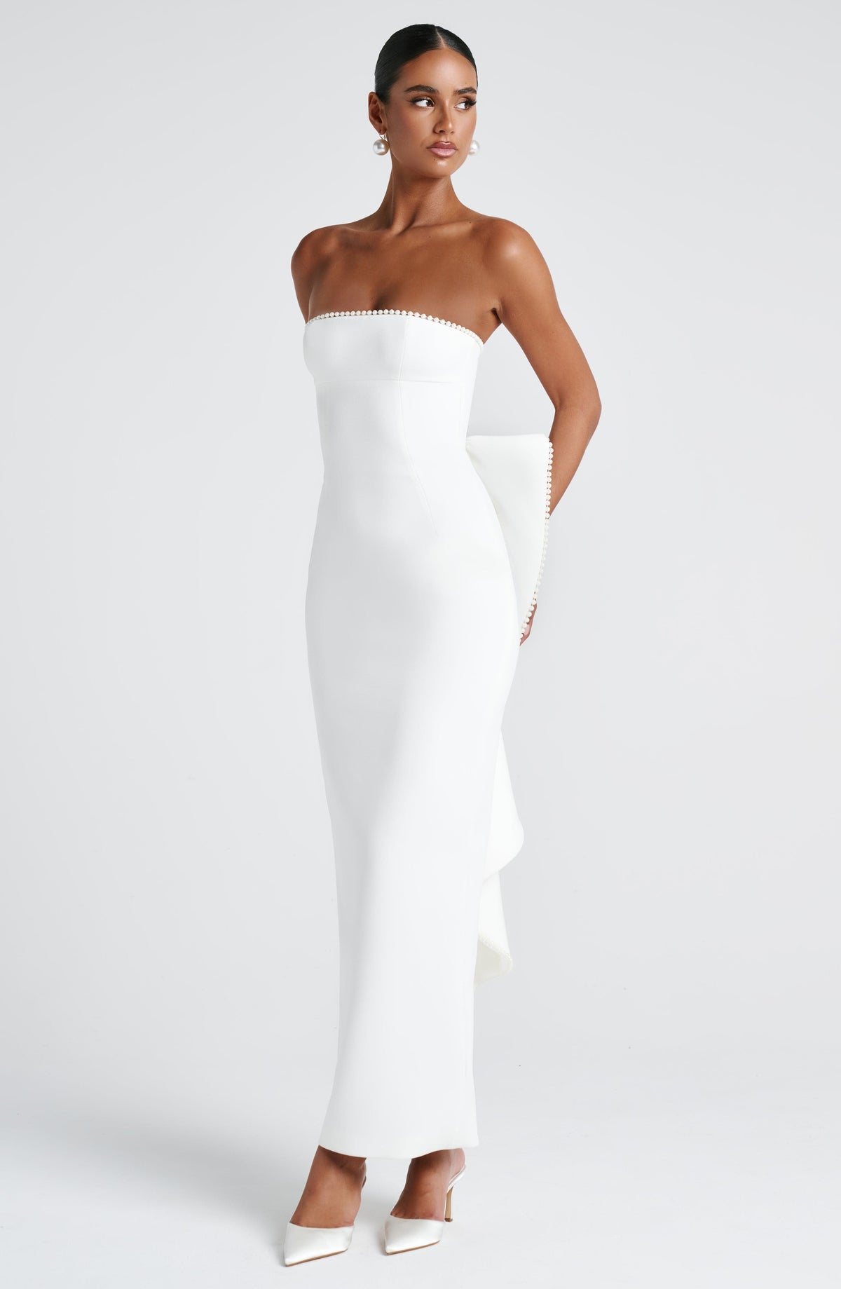Vestido Maxi con Lazo Rosa