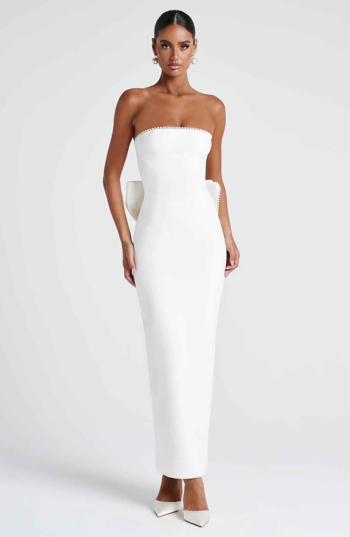 Vestido Maxi con Lazo Rosa
