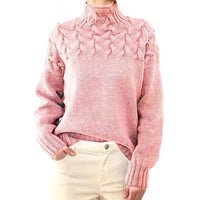 Jersey de Punto Trenzado Cuello Alto Manga Larga