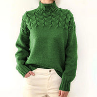 Jersey de Punto Trenzado Cuello Alto Manga Larga