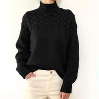 Jersey de Punto Trenzado Cuello Alto Manga Larga