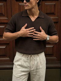 Camiseta Punto Fino Marrón Oscuro