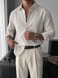 Camisa Oversize Rayas Crudo Camel