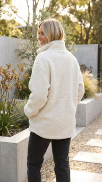 Chaqueta de Borreguito Oversize Cremallera Cuello Alto