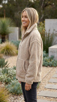 Chaqueta de Borreguito Oversize Cremallera Cuello Alto