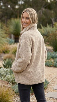 Chaqueta de Borreguito Oversize Cremallera Cuello Alto