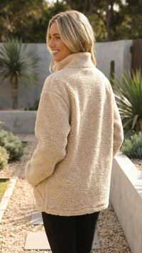 Chaqueta de Borreguito Oversize Cremallera Cuello Alto