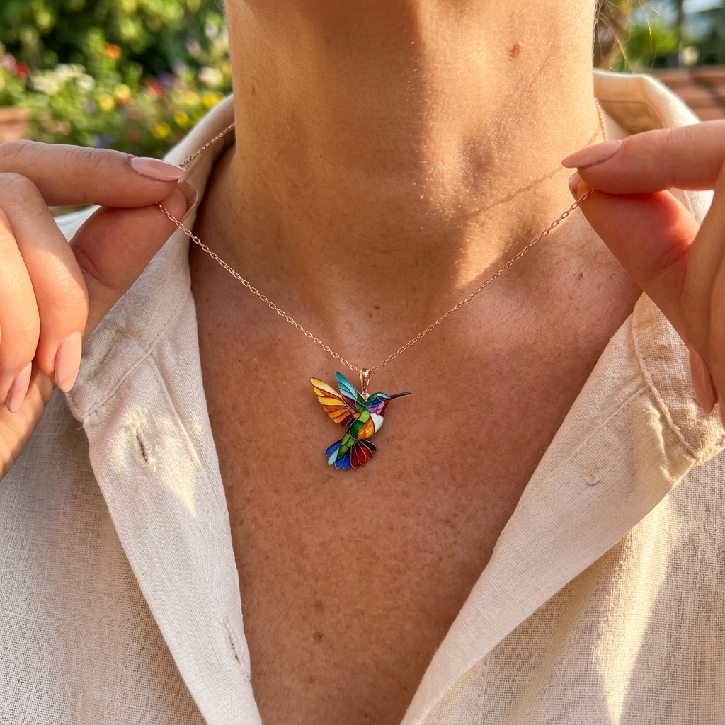 Collar con Colibrí Multicolor