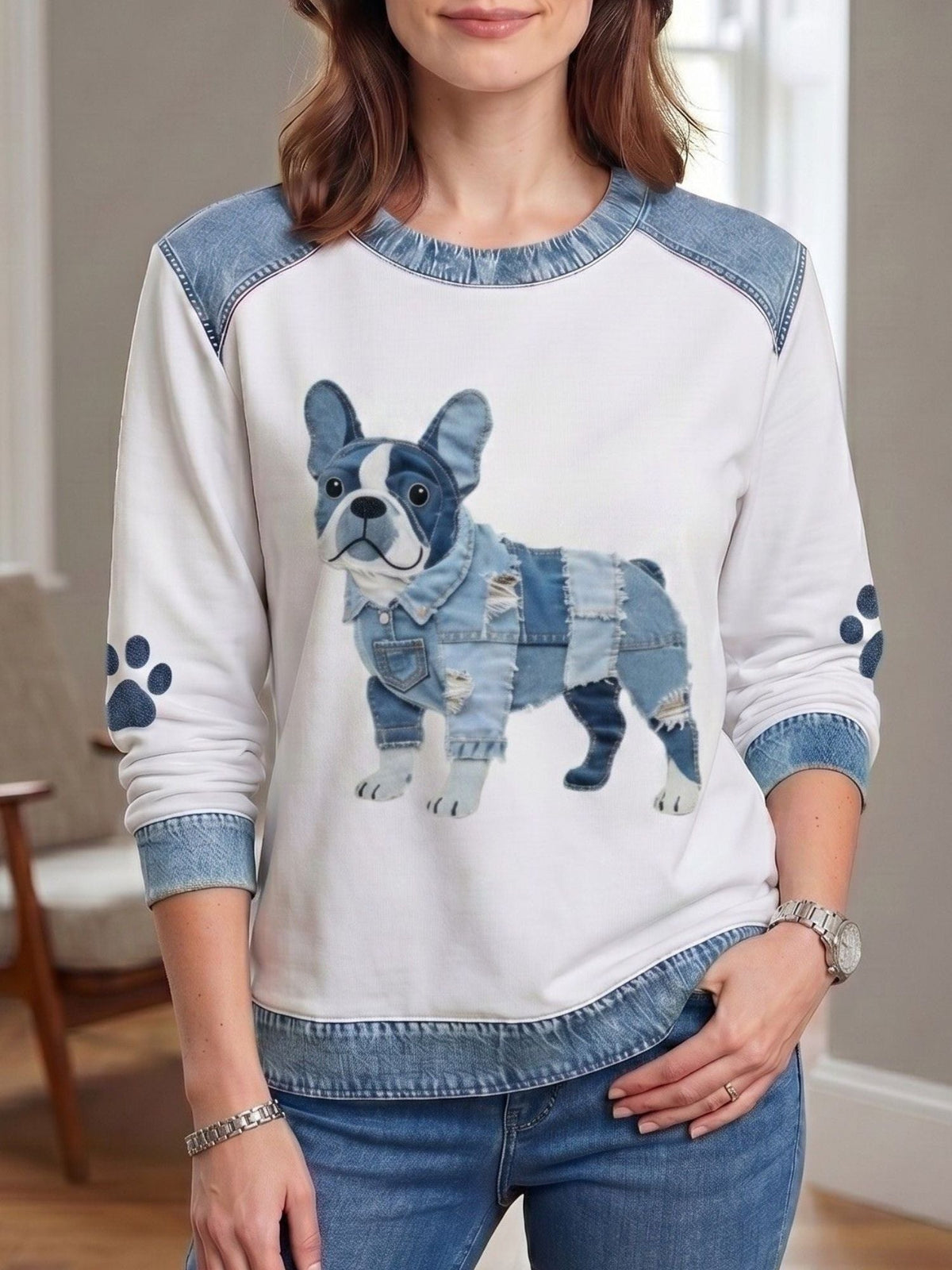 Sudadera Gráfica sin Capucha Estampado Perro