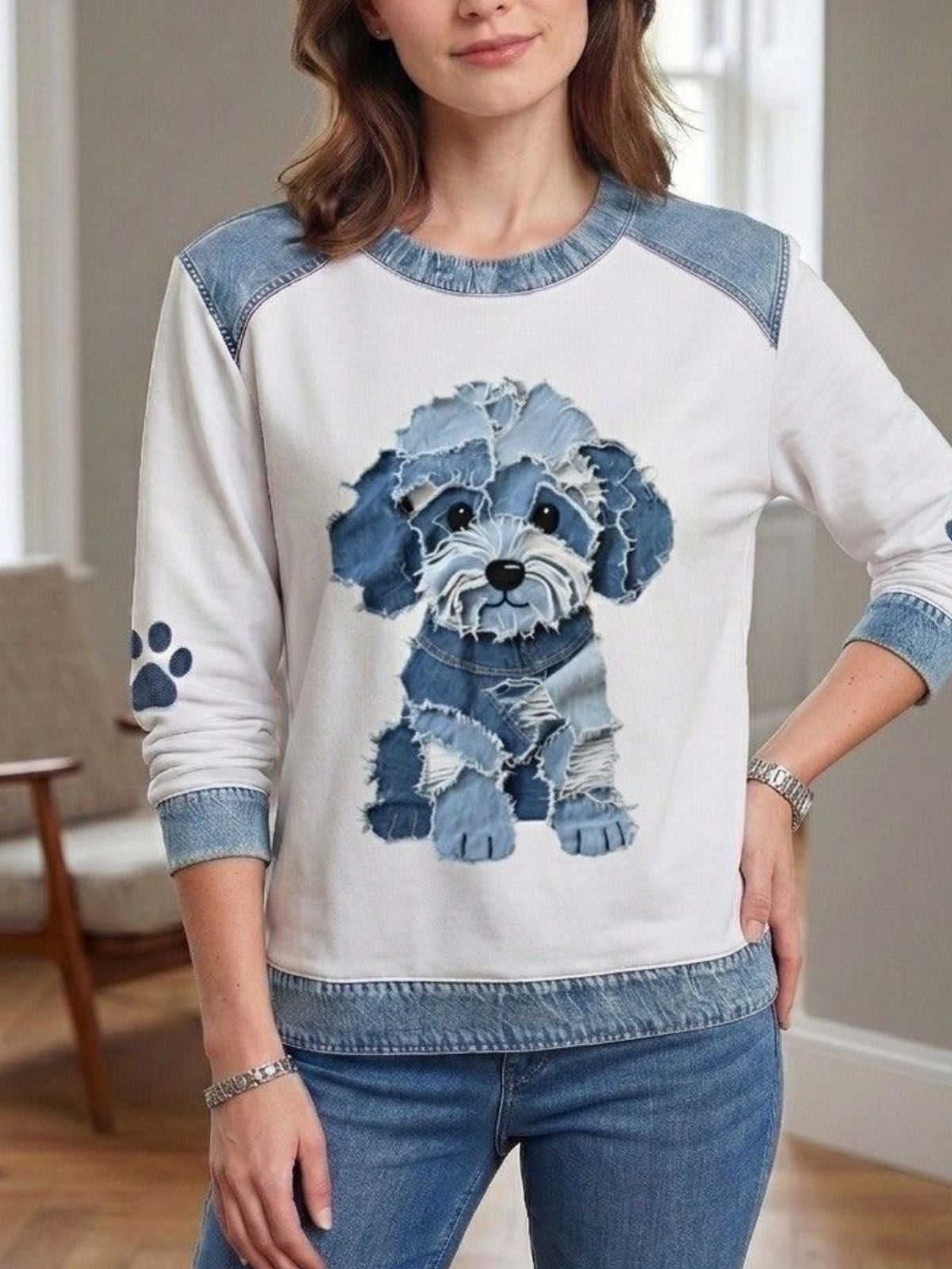 Sudadera Gráfica sin Capucha Estampado Perro