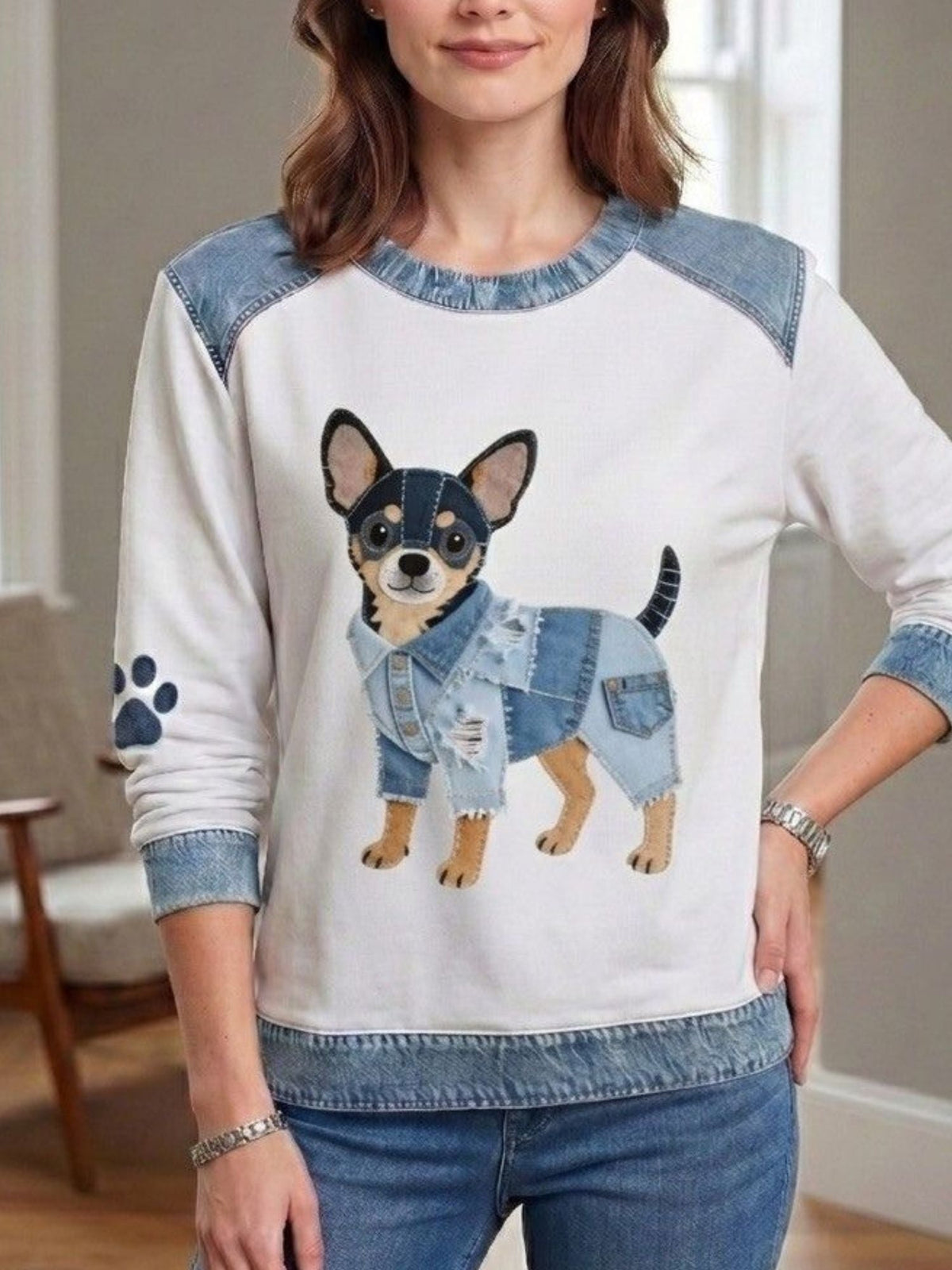 Sudadera Gráfica sin Capucha Estampado Perro