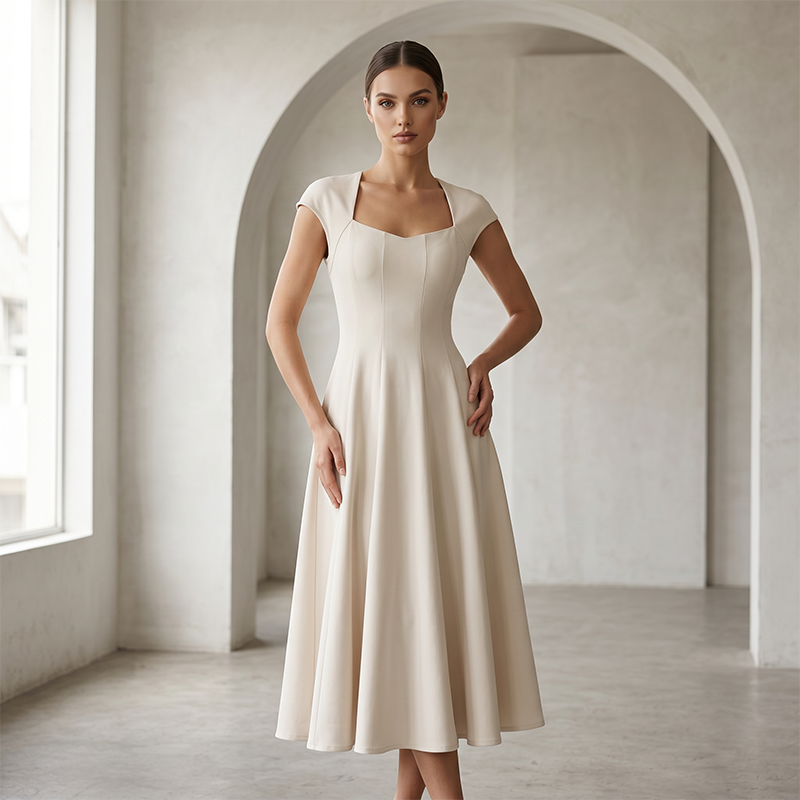 Vestido Largo Línea A Cuadrado