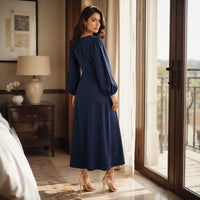 Vestido Maxi Escote V Abullonado