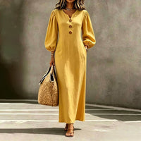 Vestido Maxi Escote V Abullonado